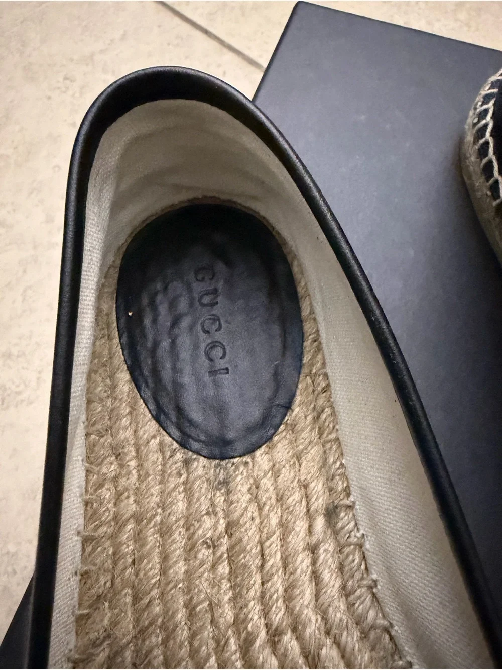 Gucci Black GG Canvas Espadrille Slip-On Loafers - Picture 3 of 8